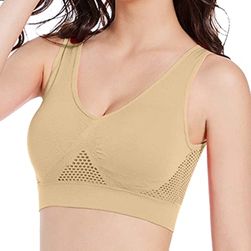 BH Damen Ohne Bügel, BH Soft Bra Seamless Klassische Soft Nahtloser Bügelloser T Shirt BH Gepolstert Mesh Bralette Sport BH Für Alltag Yoga Fitness von Generic