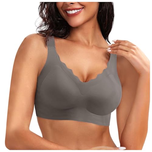 BH Damen ohne Bügel Push Up BH Große Größen Guter Halt Bügelloser BH Seamless Bra Soft BH ohne Buegel Bequemer T Shirt V-Ausschnitt Bralette von Generic