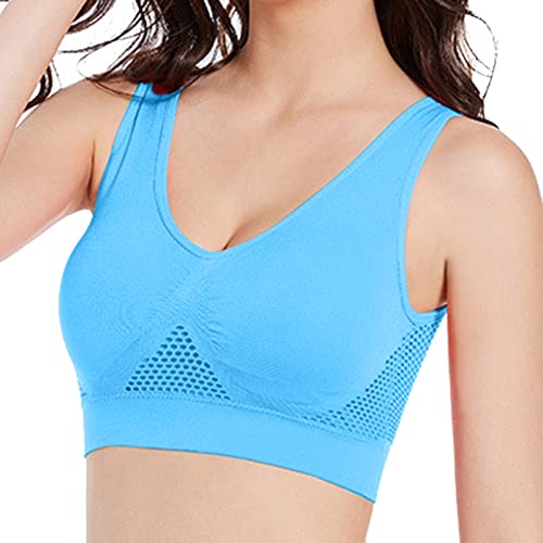 BH Ohne Bügel, Seamless Bra Mit Verstellbaren Trägern Weicher BH V-Ausschnitt Vollschalen Komfort High Elastizität Sport BH Für Alltag Yoga Fitness von Generic