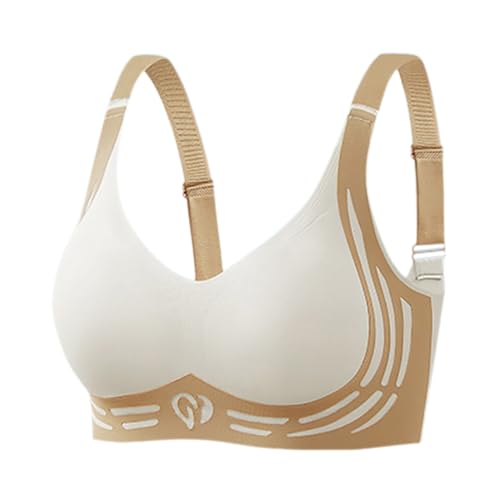 BH Ohne Bügel Übergröße Bustier, Damen Komfort Vollschalen Minimizer BH V-Ausschnitt Bralette Weicher Push-Up BH Gepolstert Klassische Bustier Sport BH Für Alltag Yoga Fitness von Generic