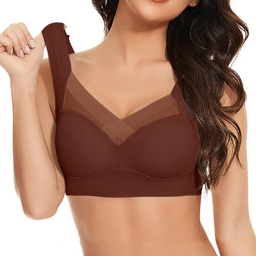 BH Push Up Ohne Bügel, Sport BH Damen Weicher BH V-Ausschnitt Vollschalen Komfort High Elastizität Bequemer T-Shirt Soft BH Bra Bralette von Generic