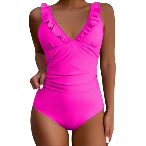 Badeanzüge für Damen Bauchweg Einteiliger Badeanzug Bademode V Ausschnitt Damen Badeanzug Bauchweg Push up Bademode Swimsuit high Waist Schwimmanzug von Generic