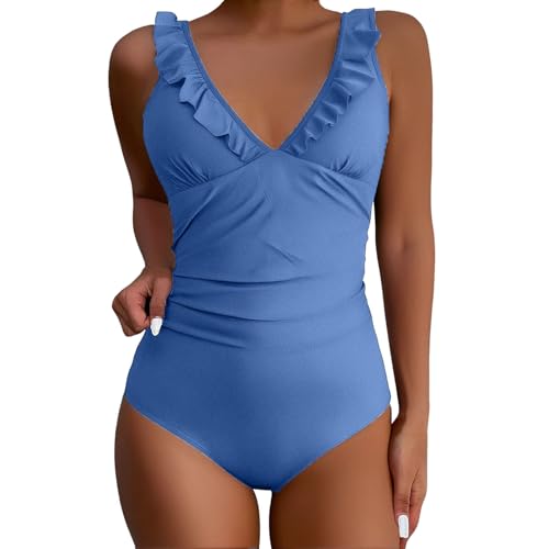 Badeanzüge für Damen Bauchweg Einteiliger Badeanzug Bademode V Ausschnitt Damen Badeanzug Bauchweg Push up Bademode Swimsuit high Waist Schwimmanzug von Generic