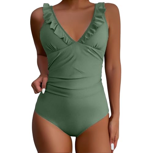 Badeanzüge für Damen Bauchweg Einteiliger Badeanzug Bademode V Ausschnitt Damen Badeanzug Bauchweg Push up Bademode Swimsuit high Waist Schwimmanzug von Generic