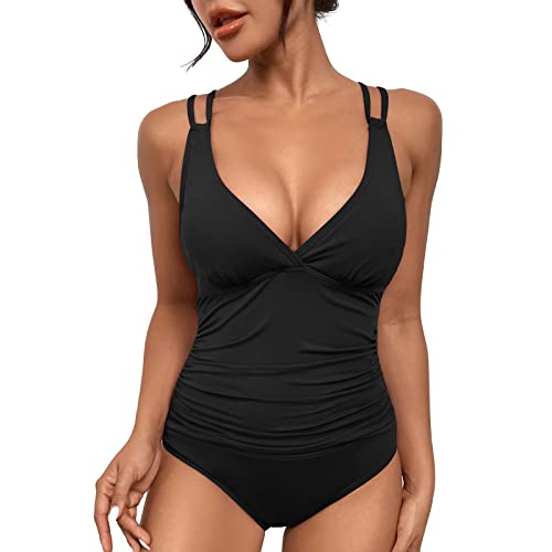 Badeanzug Bauchweg Damen, Bauchweg Badeanzug Damen Sport, V Ausschnitt Damen Badeanzug Bauchweg Push Up Bademode Swimsuit High Waist Schwimmanzug Bauchweg Badeanzug Damen Shape von Generic