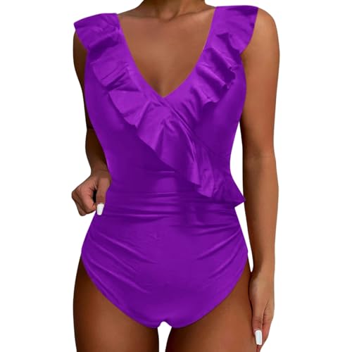 Badeanzug Damen Bauchweg, Einteiliger Bikini, Sexy Schwimmanzug Einteilig Bademode V-Ausschnitt Swimming Suits Women, Curvy Sportlich Monokini Funky Triangel Onesie Frauen Badeanzug Strandbikini von Generic