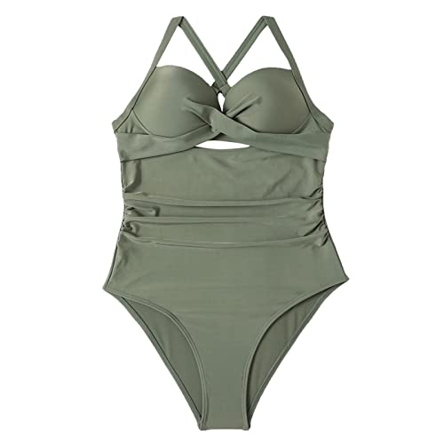 Badeanzug Damen Bauchweg, Rückenfrei Badeanzug Damen, V Ausschnitt Damen Badeanzug Bauchweg Push Up Bademode Swimsuit High Waist Schwimmanzug Bademode Damen Bauchweg Curvy von Generic