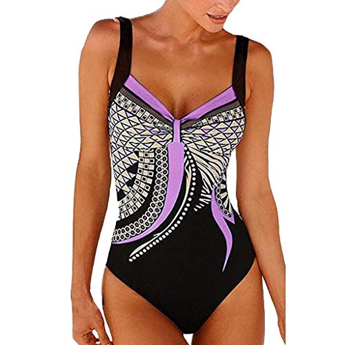 Badeanzug Damen Bauchweg Bikini, Bademode Damen Einteiler Schwimmanzug V-Ausschnitt Swimming Suits Women, Cut Out Sexy Sport Badeanzug Für Damen Plus Size Triangel Onesie Push Up Badeanzüge Bikini von Generic