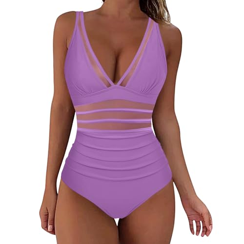 Badeanzug Damen Bauchweg Bikini, Bademode Damen V-Ausschnitt Schwimmanzug Einteiliger Swimming Suits Women, Cut Out Sexy Badeanzug Mit Shaping Effekt Bikini Große Größe Triangel Badeanzug Damen Sport von Generic