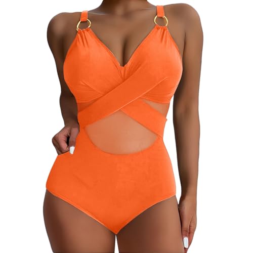 Badeanzug Damen Bauchweg Bikini, Swimming Suits Women V-Ausschnitt Schwimmanzug Einteiler Bademode Damen, Sexy Curvy Shape Einteilige Bademode Badeanzug Bauchweg Strandmode Sport Badeanzug Damen von Generic