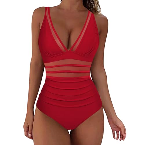 Badeanzug Damen Bauchweg Große Größe, Badeanzug Große Größen, Einteiliger Strandmode Hoch Taillierte Monokini Badeanzüge Für Frauen Bademode Swimsuit Monokini Damen Cut Out von Generic