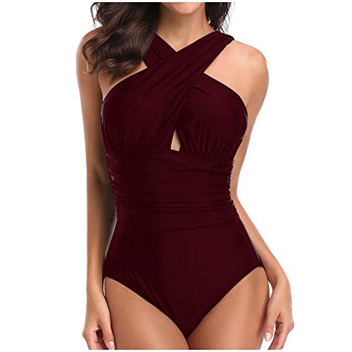 Badeanzug Damen Große Größe, Badeanzug Rückenfrei Für Damen, Einteiliger Strandmode Hoch Taillierte Monokini Badeanzüge Für Frauen Bademode Swimsuit Bademode Damen Bauchweg von Generic