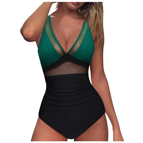 Badeanzug Damen Große Größen, Badeanzug Sport Damen, Push Up Tummy Control Badeanzüge Schwimmanzug Schlankheits Sommer Vintage Einteilige Bademode Badeanzug Shapewear Damen von Generic