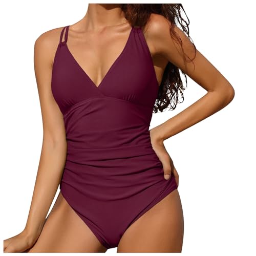 Badeanzug Damen Große Größen, Einteiler Damen Sommer, Push Up Tummy Control Badeanzüge Schwimmanzug Schlankheits Sommer Vintage Einteilige Bademode Bauchweg Badeanzug Damen Shape von Generic