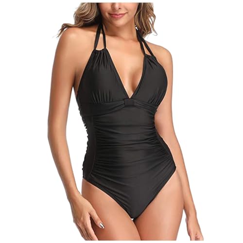 Badeanzug Damen Große Oberweite, Rückenfrei Badeanzug Damen, Einteiliger Strandmode Hoch Taillierte Monokini Badeanzüge Für Frauen Bademode Swimsuit Monokini Damen Sexy String von Generic