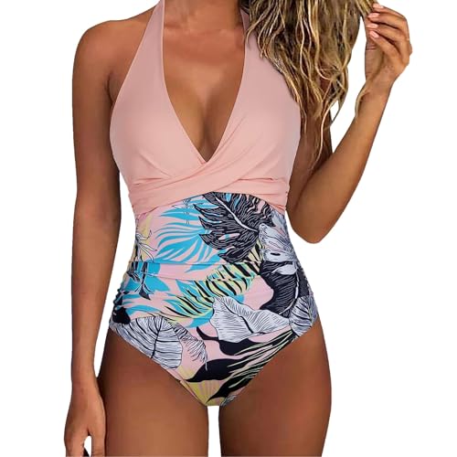 Badeanzug Mit Push Up Damen, Badeanzug Rückenfrei Für Damen, Push Up Tummy Control Badeanzüge Schwimmanzug Schlankheits Sommer Vintage Einteilige Bademode Monokini Damen Cut Out von Generic