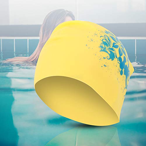 Badekappe, Badekappe für Damen. Leichte Badekappen mit Modischem Musterdruck Zum Schwimmen (Yellow) von Generic