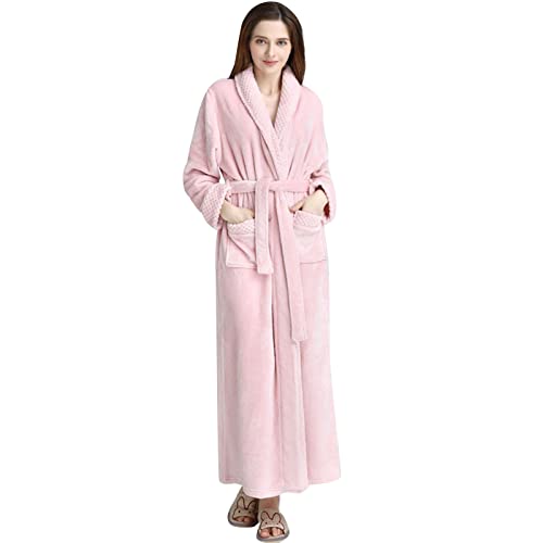 Bademantel Damen Baumwolle, Fleece Morgenmante Sauna Kimono Bademäntel Für Damen, Lang Midi Extra Kuschelig Bademantel Frauen Winter Warm Große Größen Lose Casual Tailliertes Women's Robes Loungewear von Generic