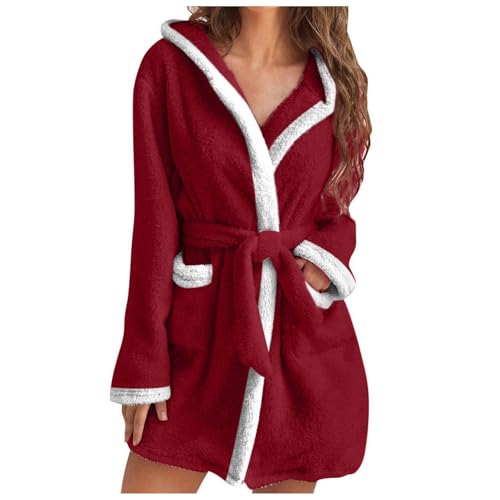 Bademantel Damen Baumwolle, Fleece Morgenmantel Damen Leicht Sauna Bademantel, Lang Midi Kuschelig Bathrobe Women Winter Warm Langarm Große Größen Damen Bademantel Für Den Wellnessbereich von Generic