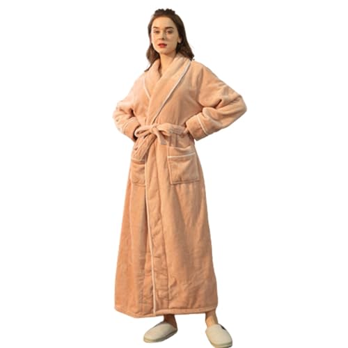 Bademantel Damen Baumwolle, Fleece Morgenmantel Damen Sauna Bademantel, Sexy Lang Midi Weich Kuschelig Saunamantel Damen Warm Grosse Grössen Lang Bindeseil Elegant Bademäntel Für Damen Flauschig von Generic