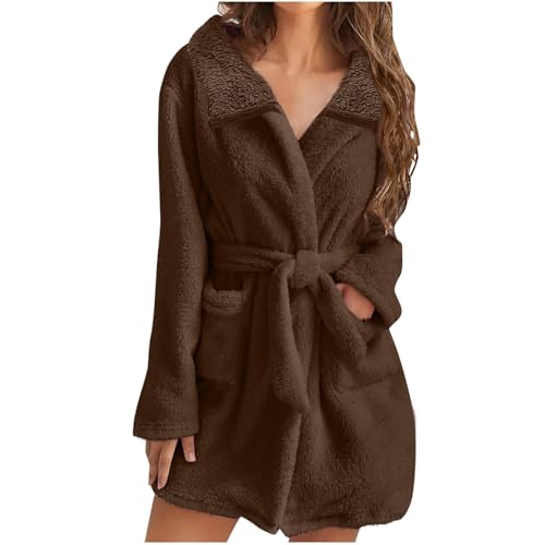 Bademantel Damen Flauschig, Fleece Morgenmante Sauna Kimono Bademäntel Für Damen, Sexy Lang Midi Weich Kuschelig Bademäntel Damen Winter Warm Grosse Grössen Langarm Bademantel Für Damen In Übergröße von Generic