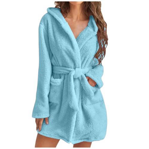 Bademantel Damen Flauschig, Fleece Morgenmantel Damen Leicht Sauna Bademantel, Lang Midi Bequemer Bademantel Frauen Winter Warm Langarm Grosse Grössen Bademantel Damen Mit Gürtel Und Taschen von Generic