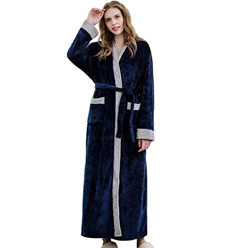 Bademantel Damen Flauschig, Fleece Morgenmantel Damen Sauna Bademantel, Lang Midi Extra Kuschelig Bademäntel Damen Winter Warm Grosse Grössen Langarm Damen Bademantel Aus Besonders Weichem Material von Generic