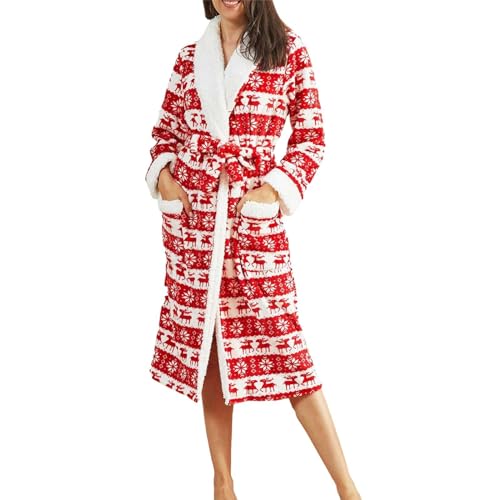 Bademantel Damen Flauschig, Fleece Morgenmantel Damen Sauna Bademantel, Lang Midi Weich Kuschelig Saunamantel Damen Warm Mit Gürtel Und Taschen Große Größen Damen Bademantel In Modernen Designs von Generic