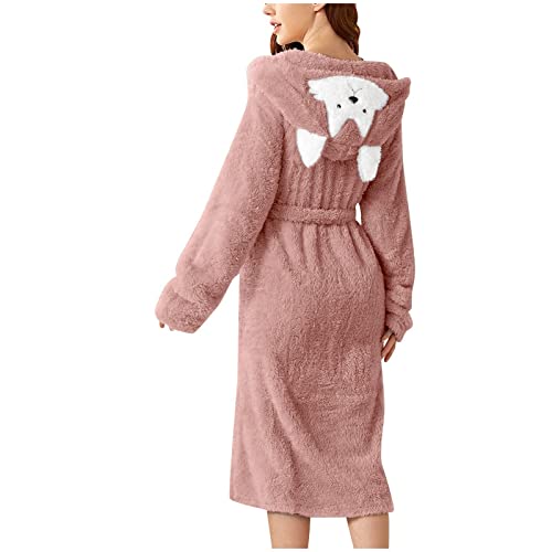 Bademantel Damen Fleece Morgenmante Sauna Kimono Bademäntel Für Damen Lang Midi Extra Weicher Kuschelig Bademäntel Damen Winter Warm Grosse Grössen Lang Bindeseil Elegant Women's Robes Loungewear von Generic