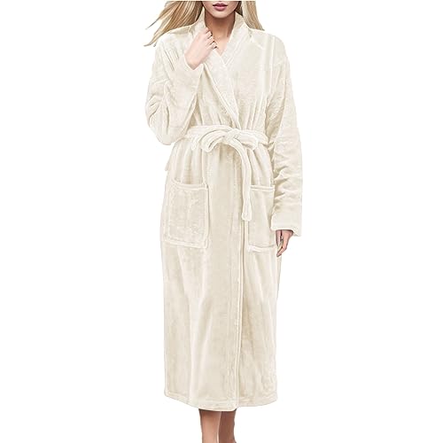 Bademantel Damen Fleece Morgenmante Sauna Kimono Bademäntel Für Damen Sexy Lang Midi Weich Kuschelig Saunamantel Damen Warm Mit Taschen Bindeseil Große Größen Fleece Damen Bademantel Pyjama von Generic