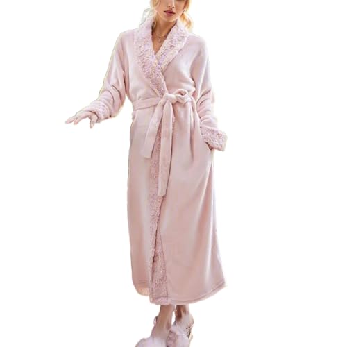 Bademantel Damen Frottee, Fleece Morgenmantel Damen Leicht Sauna Bademantel, Lang Midi Extra Kuschelig Bathrobe Women Winter Warm Grosse Grössen Langarm Exklusiver Bademantel Damen Für Zuhause von Generic