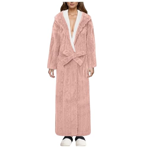 Bademantel Flauschig Damen, Fleece Bademantel Damen Sauna Morgenmante, Lang Midi Weich Kuschelig Bathrobe Women Winter Warm Langarm Große Größen Bademantel Damen Für Den Hotelaufenthalt von Generic