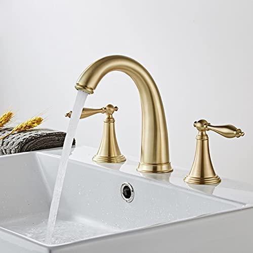 Badezimmer-Waschbecken, Badezimmer-Waschbecken aus Messing, universelles Luxus-Waschbecken für heiße und kalte Dusche, Waschbecken (Farbe: gebürstetes Gold) von Generic