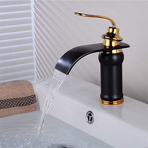 Badezimmerwaschbecken, Waschbecken aus Messing, Schwarz und Gold, Badezimmerwaschbecken (Farbe: Schwarzgold, hoch 1) von Generic