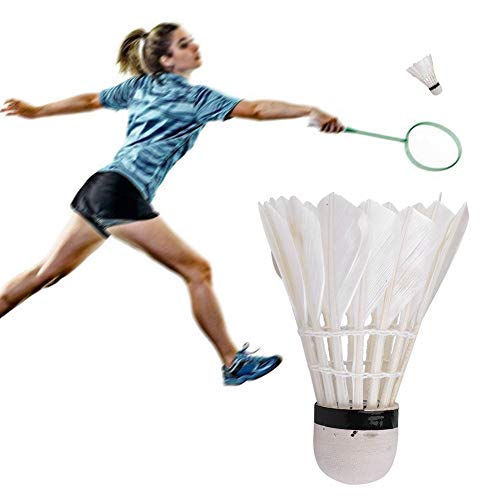 Badminton-Bälle, Badminton-Federbälle mit Schaumstoff-Kugelkopf, 3 Stück, 8 X 6 X 6 cm, weiß, Fortschrittlicher Gänsefeder-Badminton-Federball Zum Üben und Gelegenheitsspielen von Generic