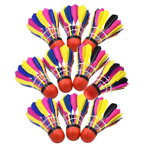 Badminton-Trainingsball – farbenfrohes Sport-Badminton, Badminton-Ball-Set, 10er-Pack Badminton-Bälle mit Entenfedern und Gummis, Stabiler Flug-Badminton-Ball für drinnen und draußen von Generic