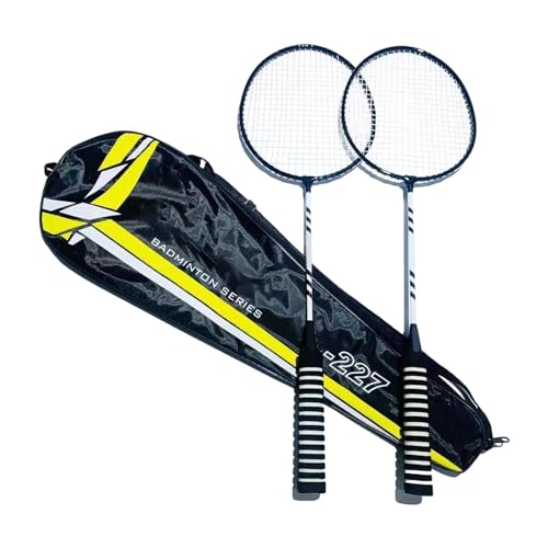 Badmintonschläger |. Badmintonschläger-Ersatzset (2 Spieler), Badmintonschläger-Anfängerset, Rutschfester, langlebiger Badminton-Ausrüstungsschläger für Erwachsene und Kinder, Badmintonschläger-Set von Generic