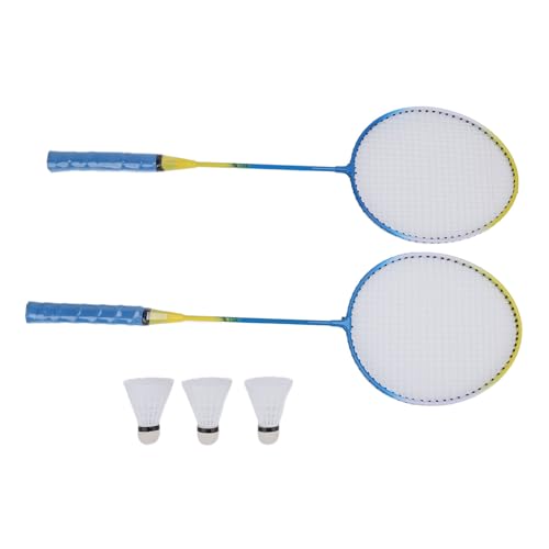 Badmintonschläger-Set, 1 Paar T-Verbindung, Präzise Gewebtes Netz Reduziert den Luftwiderstand, Badminton-Set, 3 Nylonfedern für Training und Unterhaltung (Blue) von Generic