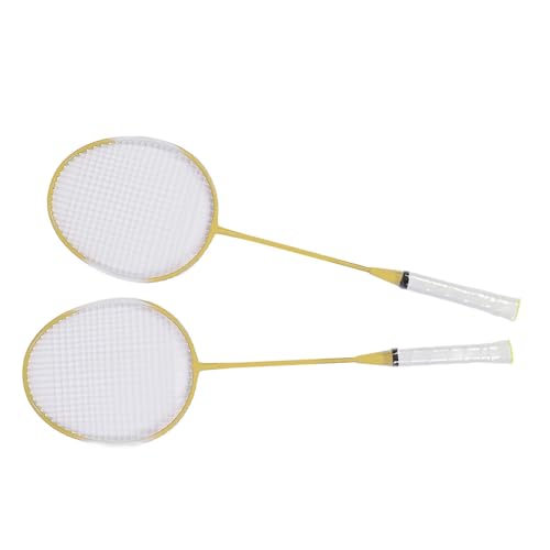 Badmintonschläger-Set, 2-Spieler-Badminton-Set aus Eisenlegierung mit 3 Nylon-Federbällen, Tragetasche für das Spiel (Yellow) von Generic