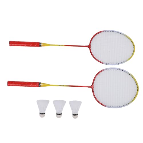 Badmintonschläger-Set, Badminton-Set für 2 Spieler, 3 Nylon-Federbälle, Großer Sweet-Spot-Bereich, Reduziert den Luftwiderstand, mit Tragetasche für und Erwachsene (Rot) von Generic