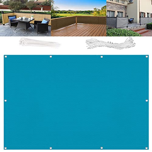 Balkon-Sichtschutz Garten 55 x 250 cm Segelüberdachung Gartenbalkon wasserabweisend und wetterfest mit Ösen, Nylon-Kabelbinder und Kordel für Außenterrasse, Blau von Generic