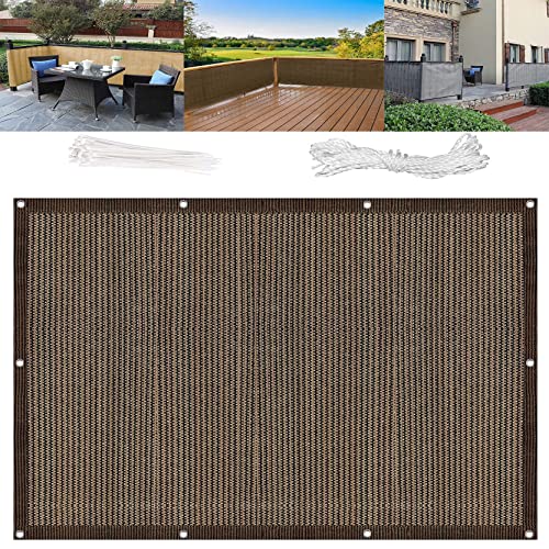 Balkonsegel Terrasse Garten 55 x 250 cm Sonnensegel Sonnenschutz Garten Leichtes, transparentes Polyester mit Ösen und Kordel für Balkongeländer Garten Braun von Generic