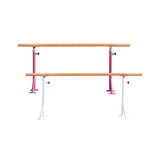 Ballettstange, weiß/rosa Ständer, Ballettstange mit Holzgriff, verstellbare Tanzstange für Dehnung, Gymnastik, Training (Größe: 150 cm, Farbe: Weiß) von Generic