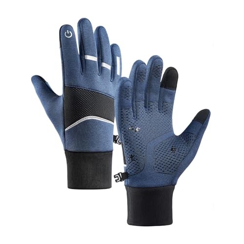 Ballgag Latex Motorradhandschuhe, Touchscreen-Fahrradhandschuhe, warme Winter-Thermohandschuhe, Mountainbike-Anti-Rutsch-Handschuhe, atmungsaktiv, leicht, Damenkostüm Elegant Mit Rock (Blue, L) von Generic