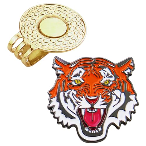 Ballmarker-Hutclip – magnetischer Golfballmarker | Einzigartiger Ballhalter-Clip im Tiger-Design | Hält den Golfball sicher | Magnetischer Golfballhalter für Männer und Frauen, Golfzubehör von Generic