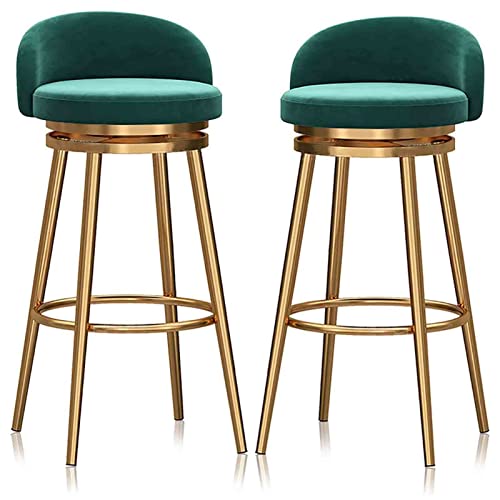 Bar Chair 2 Stück Barhocker, drehbarer Hochstuhl mit Samtsitz, Moderne Möbel, Esszimmer-Barhocker mit Rückenlehne und Fußstütze, 6 Farben (Größe: 75 cm, Farbe: Grün) Bar Stool von Generic