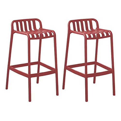 Bar Chair Barhocker, 2er-Set Barhocker, hoher Hocker für die Küche, Pub-Stuhl mit Rückenlehne und Fußstütze/Rot/Höhe: 65 cm Bar Stool von Generic