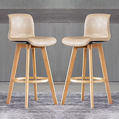 Bar Chair Barhocker, Barhocker aus Kunstleder, 2er-Set, verstellbare, drehbare Thekenbarhocker mit Holzbeinen, Barstühle für das Küchenrestaurant/Khaki/Höhe: 61 cm Bar Stool von Generic