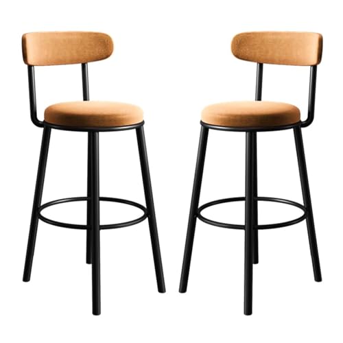 Bar Chair Barhocker, Barhocker im 2er-Set, Barhocker in Thekenhöhe mit Rückenlehne und Metallbeinen, gepolsterter Barstuhl für die Küche, Bar-Hochstühle/Orange/Höhe 75 cm Bar Stool von Generic