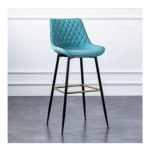 Bar Chair Barhocker, Barhocker in Thekenhöhe mit Rückenlehne, gepolsterte Barhocker aus PU-Leder, hohe Barstühle im Bauernhausstil/Blau/Höhe 63 cm Bar Stool von Generic